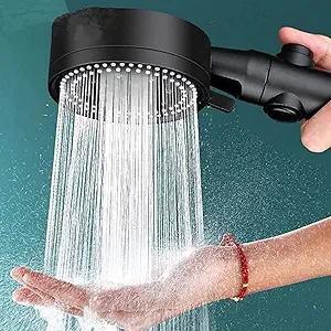 Photo 1 of Multi-Functional High Pressure Shower Head with 5 Modes, High Pressure Handheld Shower Head with ON/Off Switch for Home Bathhoom, Water Saving, Easy to Install (Black A)