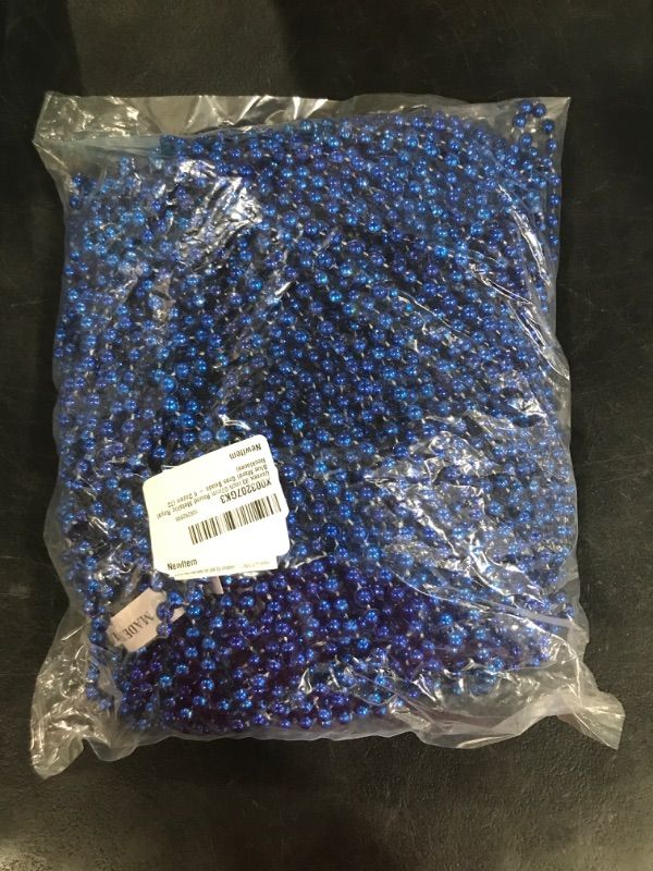 Unisex 33 inch 07mm Round Metallic Royal Blue Mardi Gras Beads - 6 ...
