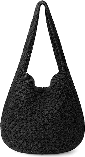 Photo 1 of Crochet Tote Bag, Beach Mesh Knitted Bag Large Aesthetic Shoulder Bag Handbags Hollow Hobo Bag for Women Summer 