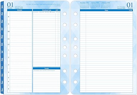 Photo 1 of 2024 Planner Refills – Jan 2024 - Dec 2024, Two Pages Per Day Daily ? Monthly Planner 2024, 5.5" x 8.4" Ring-Bound Organizer, Tabs, Quotes, Prioritized Task, Daily Tracker/Notes, Appointment Schedule