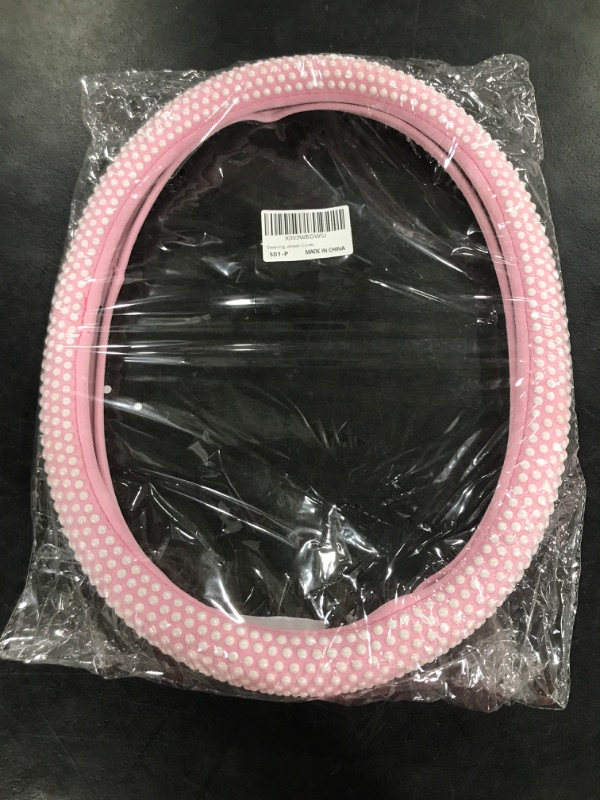 Photo 2 of 2023 New Car Pink Steering Wheel Cover Women,Cute Stylish Elegant Pearl Bling Accessories Interior Anti slip for Sedan SUV Pickup Truck 14.5-15 inch 