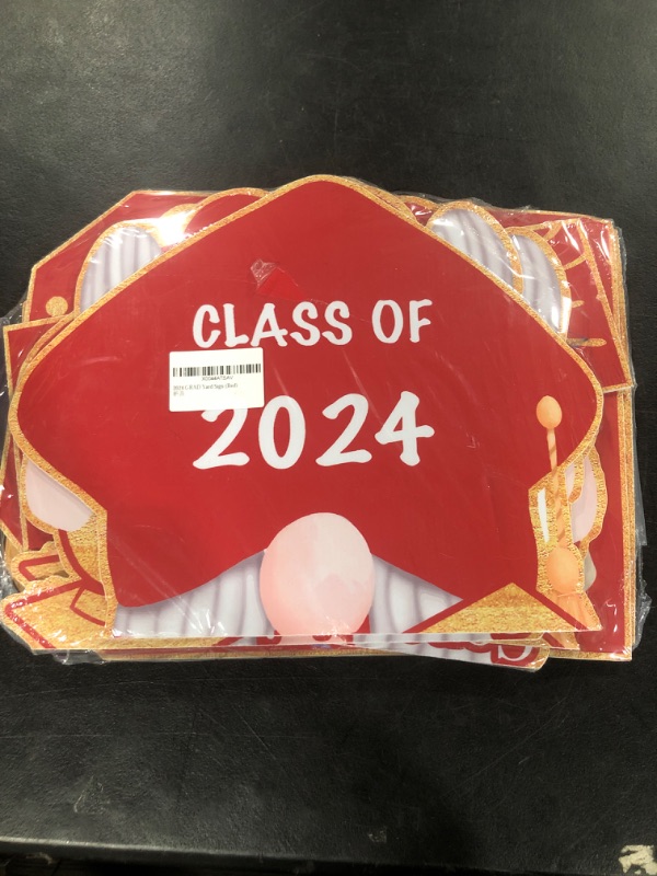 Photo 2 of 24 In Large Class 2024 Graduation Yard Sign Yard Decorations Congrats Graduation Lawn Signs 2024 Grad Yard Signs with Stakes for Outdoor Congrats Graduation Party Decoration (Red)