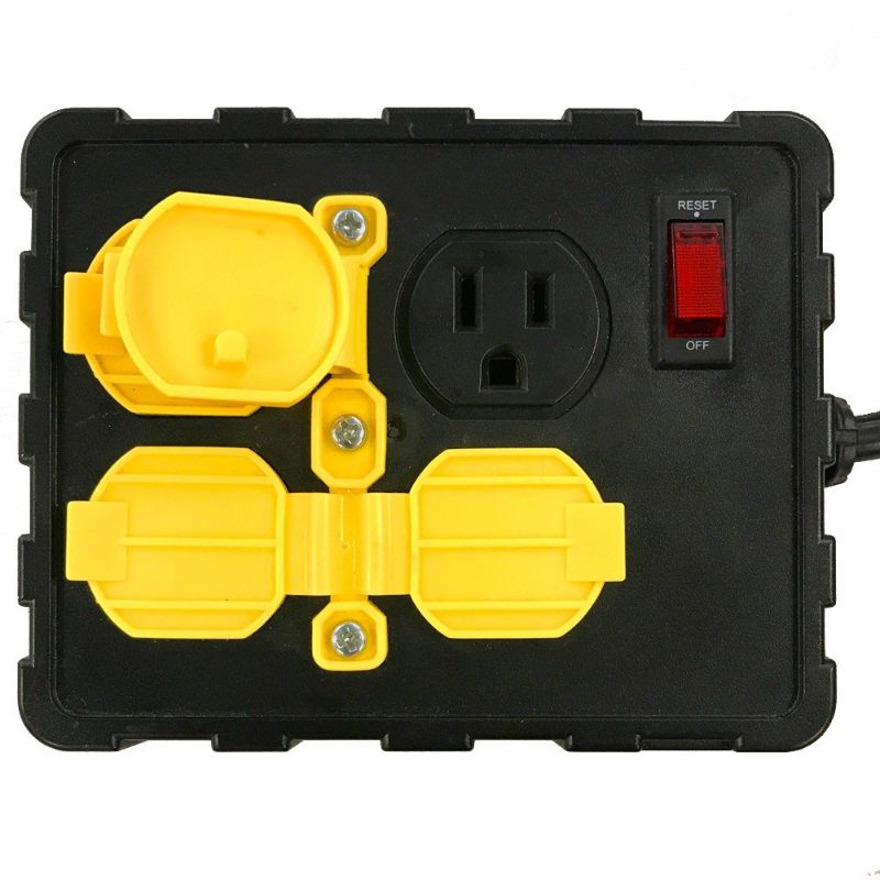Photo 1 of Tower Manufacturing C664502001-13 15 AMP 4-Outlet Circuit Breaker Power Box, 8 Feet, Black/Yellow
