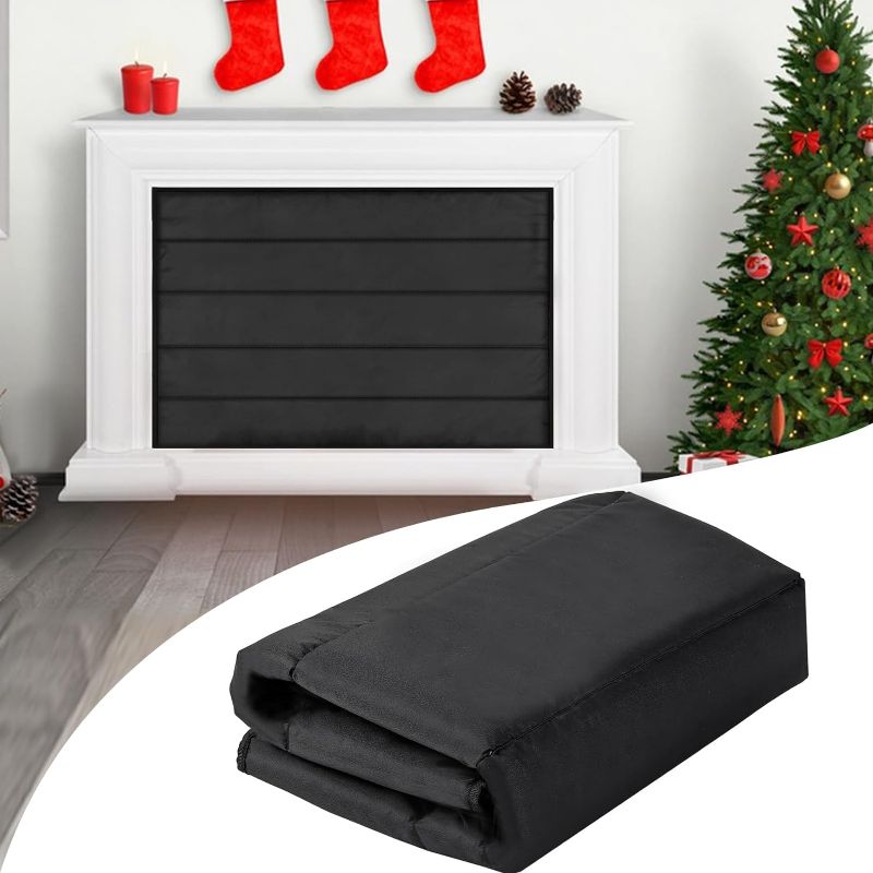 Photo 1 of Magnetic Fireplace Blanket for Heat Loss Indoor Fireplace Covers Keep Drafts Out Stops Heat Loss Fireplace Draft Stopper with Built-in 12 Strong Magnet for Iron Fireplace Frame Fireplace Screen 46x35
