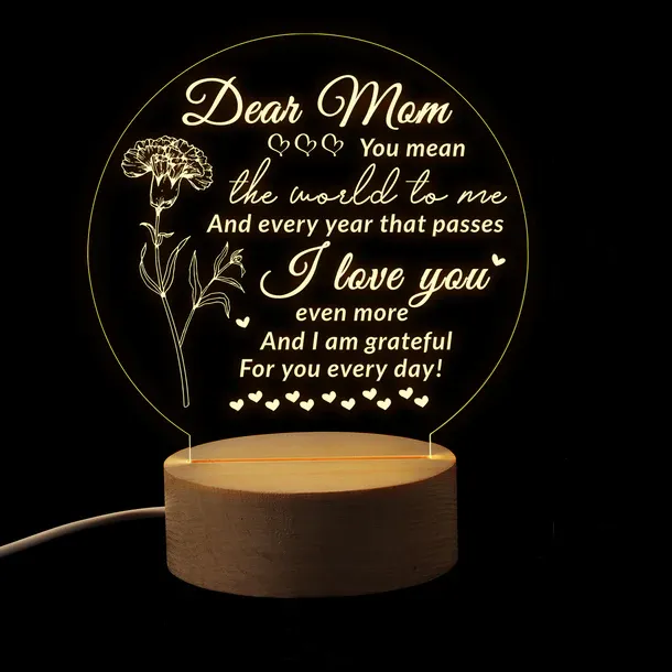 Photo 1 of Round Night Light Gift for Mom,Dear Mom I Love You,Gifts for Mother’s Day Birthday from Daughter or Son
