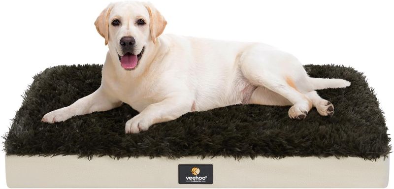 Photo 1 of Veehoo Inflatable Dog Bed for Large Dogs - Big Dog Crate Bed with Waterproof Air Mattress and Removable Washable Cover, Portable Foldable Pet Bed for Travel Camping, Large, Dark Brown
