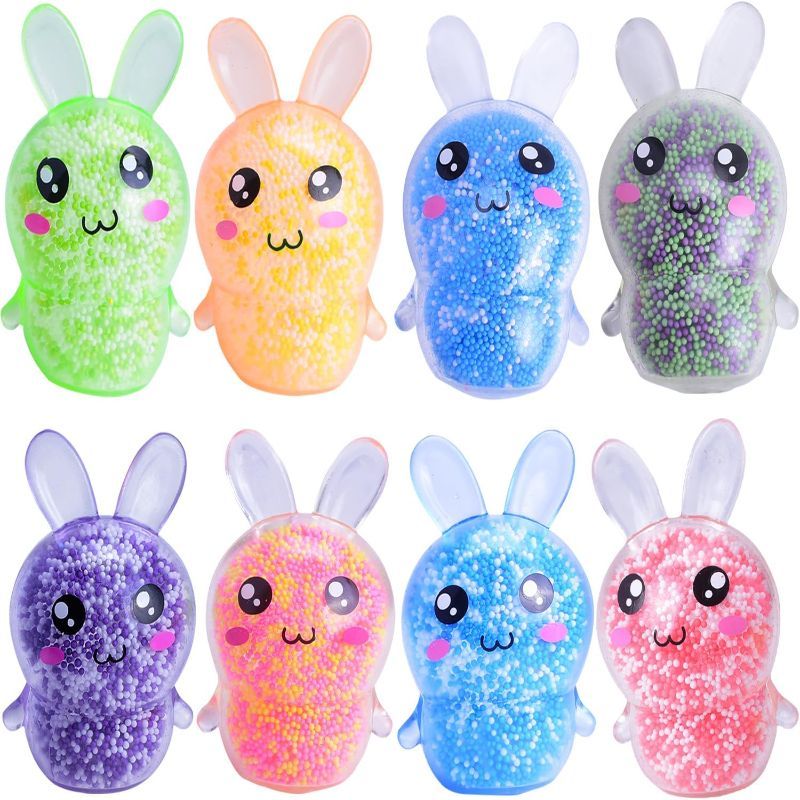 Photo 1 of Easter Basket Stuffers for Kids, 8 Pack Easter Squishies Bunny Stress Balls for Toddlers Teens Adults Filled Easter Baskets Bulk, Squeeze Stress Relief Rabbit Toy with Gift Package
