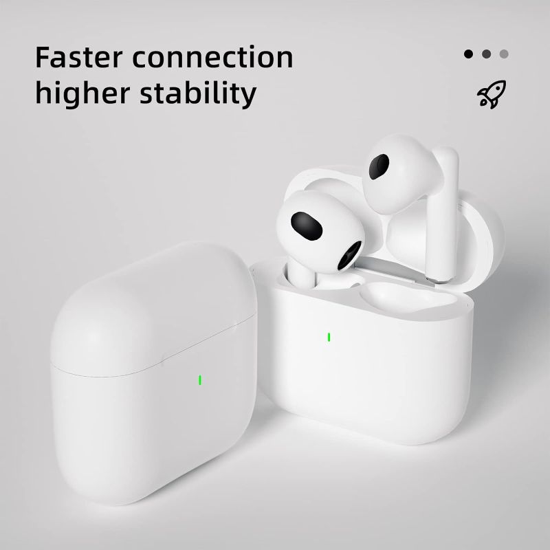 Photo 1 of Wireless 5.2 Bluetooth Headphones, Wireless Gaming Earbuds with Stereo Sound, in-Ear bass Sports White Headphones with Built-in Microphone
