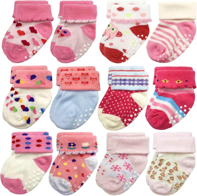 Photo 1 of Baby Girl Socks for Infant Toddler with Grips Anti Slip Cotton
