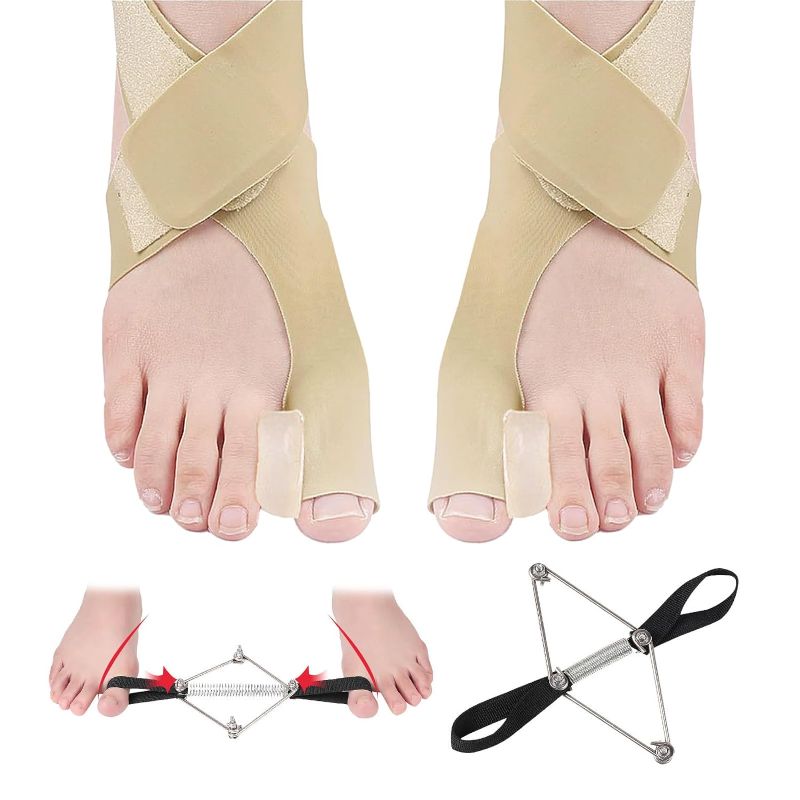 Photo 1 of Bunion Corrector for Men and Women, Bunion Pain Relief Toes Protector Sleeves Set for Correcting the Toes and Relieving Bunion Pain, Improves Functional Mobility (Skin Color Toe Corrector + Toe Exerciser)
