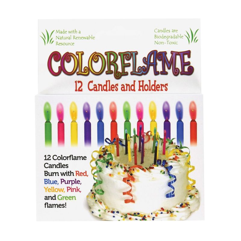 Photo 1 of Colorflame Birthday Candles with Colored Flames - Birthday, Party, Cake Decor - 12 Candles Per Box 12 Count 