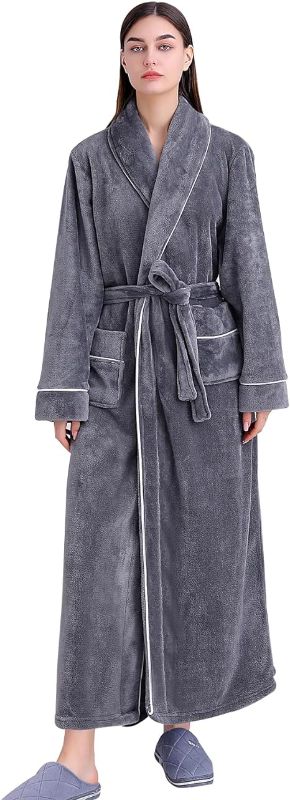 Photo 1 of KINNKYUU Plush Robes For Women, Soft Warm Flannel Bathrobe for Women Loungewear Dress Sleepwear Pockets Housecoat Nightgown 5XL