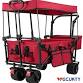 Photo 1 of ALIMORDEN Foldable Canopy Wagon Garden Cart, Heavy Duty Outdoor Utility Collapsible Tool Cart with Removable Canopy and Big Wheels, Red