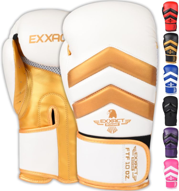 Photo 1 of Exxact Sports Clash Boxing Gloves for Men, Durable Engineered Leather Mens Boxing Gloves with Padded Protection, Womens Boxing Gloves for MMA, Muay Thai & Sparring Gloves, 10oz
