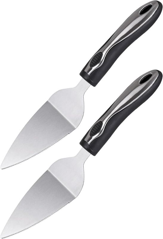 Photo 1 of 2 Pack Pie Server, Stainless Steel Cake Cutter with Serrated Blade, Professional Pizza Sever, Cake Spatula for Baking, Essential Kitchen Flatware Tool