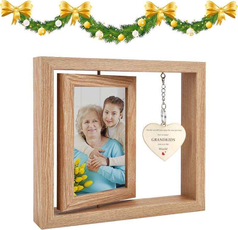 Photo 1 of Christmas Gift for Mother, Rotating Picture Frame Gifts for Grandmother Mothers Day, Grandma Birthday Gifts From Grandkids Granddaughter Grandson, Nana Frame Fits 4x6 In Photo, Taupe
