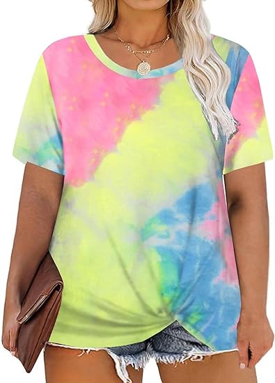 Photo 1 of Women's Plus Size Knotted Tops Short Sleeve Tees Casual Tunics Blouses Size 26W 