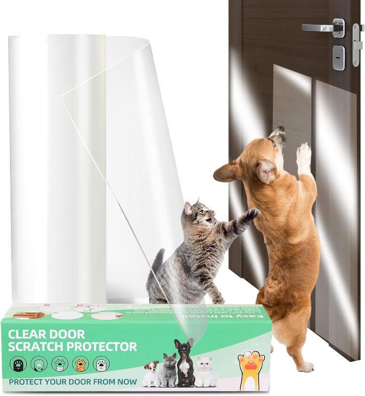 Photo 1 of Door Protector from Dog Scratching - KDAOQN Cat & Dog Scratch Door Protector, Custom-fit Furniture & Door Scratch Guard for Dogs, No Residue Pet Screen Door Protector (200inx8.3in)
