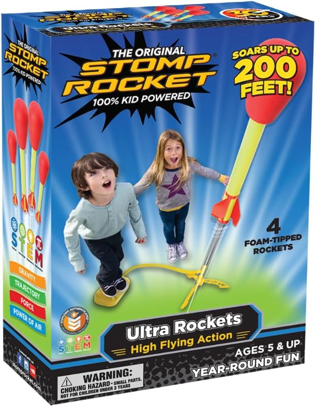 Photo 1 of KIZJORYA Rocket Launcher for Kids, ???? ??? 2 Flight Modes-Handheld Stomp Air Rockets, Fun Outdoor Game Toys-4 High Flying Foam Rockets, Birthday Gift for Boys Girls Toddler Ages 3+ Year Old