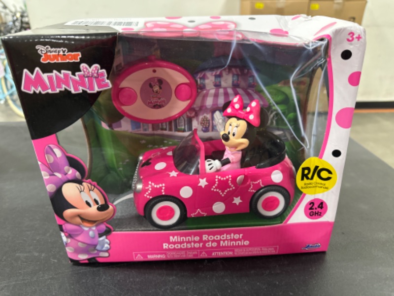 Photo 2 of Disney Junior 7.5" Minnie Mouse Roadster RC Remote Control Car Pink 27MHz, Toys for Kids , Pink With Stars and Polka Dots