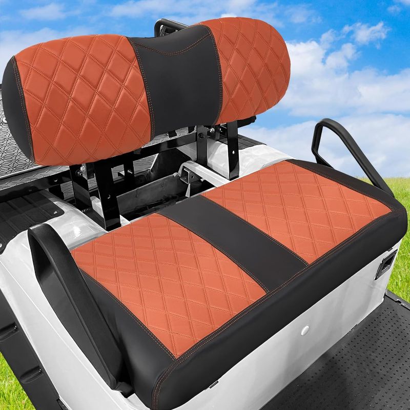 Photo 1 of Golf Cart Seat Covers Kit Universal Replace Front Seat Cushions Compatible with Club Car Seat Cover with Concave and Convex Design (Brown,Compatible with EZGO TXT)