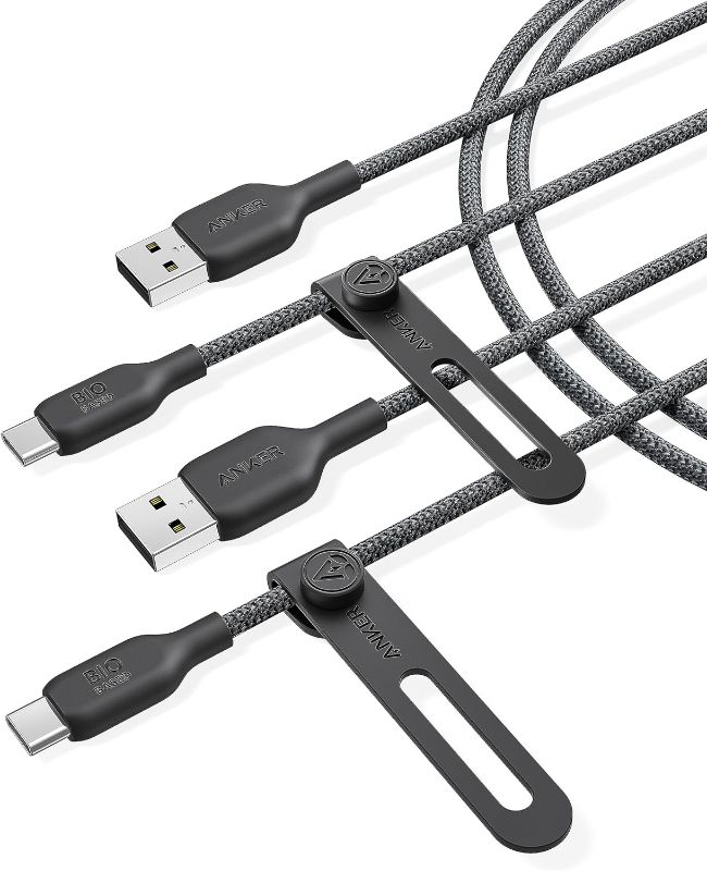 Photo 1 of Anker USB C Cable Bio-Briaded [2 Pack, 6ft], Durable USB A to Type C Charger Cable, USB C Charger Cable Fast Charging for Samsung Galaxy Note 10/9/8 S10+/S10/S9+/S9, LG V30 (USB 2.0, Black)