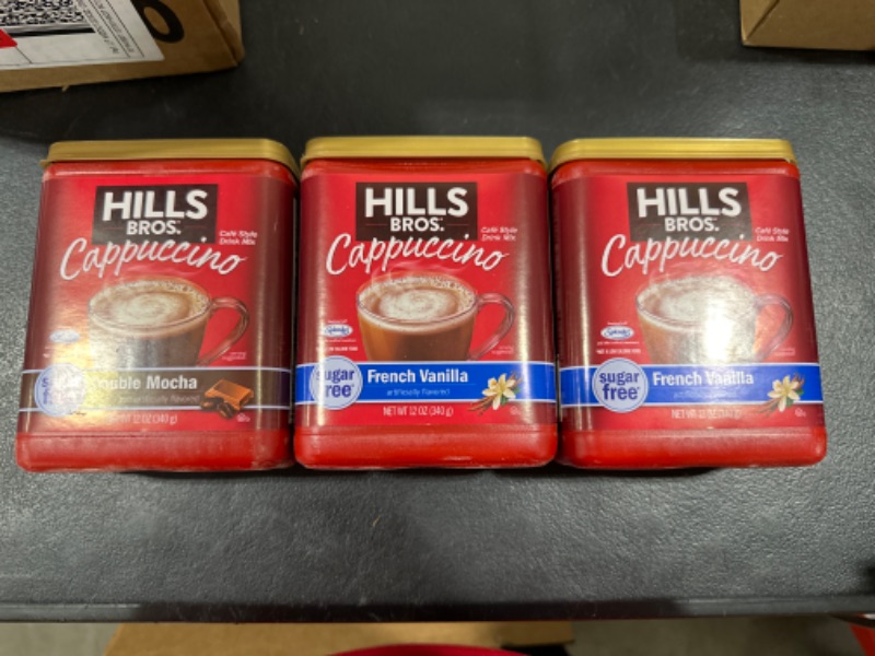 Photo 1 of Hills Bros. Instant Cappuccino Mix, 2 French Vanilla Cappuccino Mix, 1 DOUBLE MOCHA 
