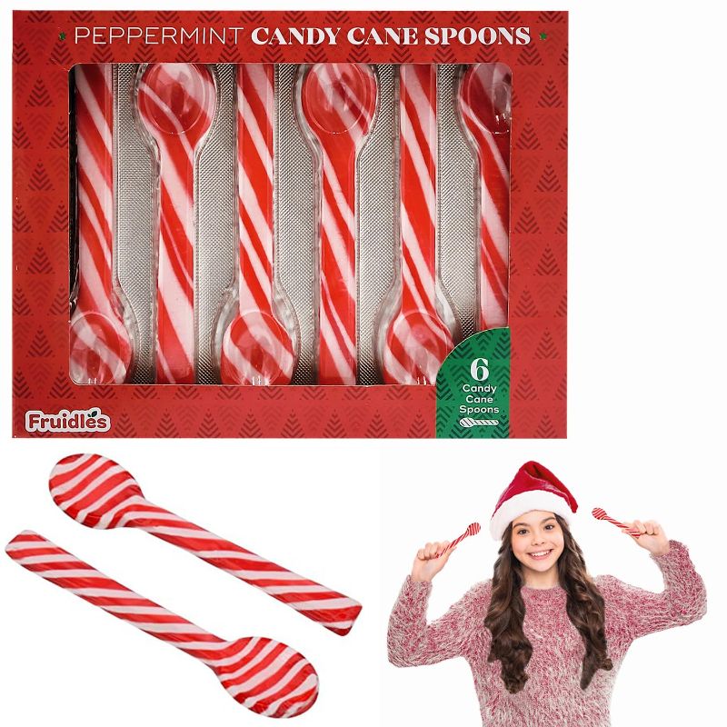 Photo 1 of Fruidles Christmas Candy Canes Spoons Suckers, Peppermint Flavor in Box, 6-Pack 2 PACK   BB JULY 20 2025