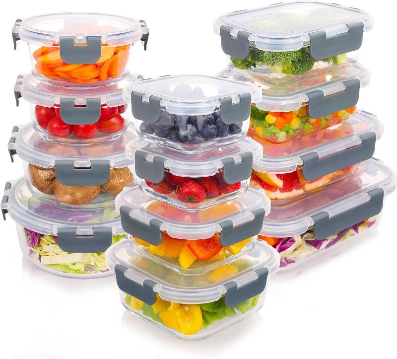 Photo 1 of Moretoes Glass Food Storage Containers, 12pcs, Glass Meal Prep Containers, Glass Food Containers with Locking Lids, Airtight Leakproof Containers Set
