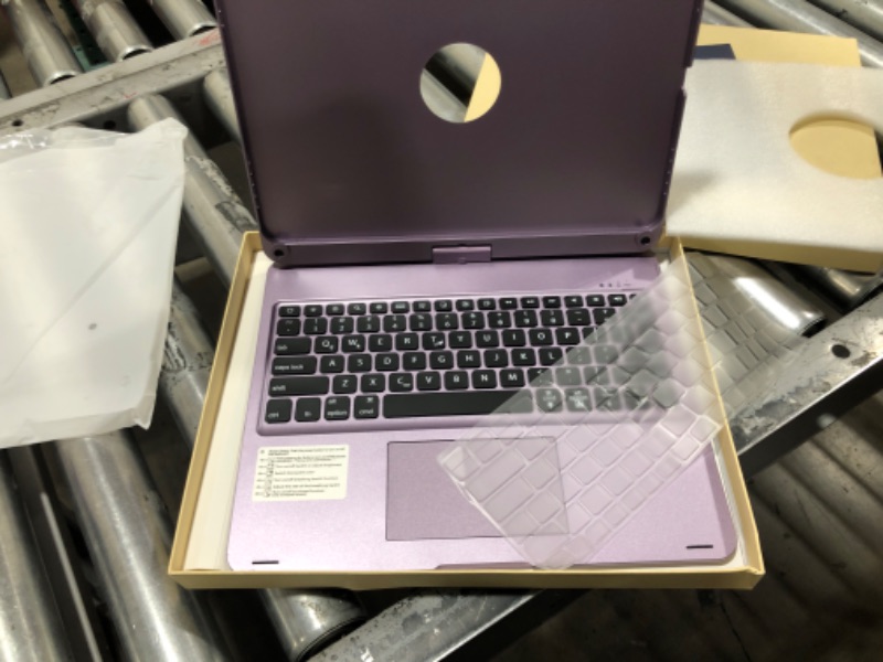 Photo 2 of edaiser iPad Pro 12.9 Keyboard 2022 New Swivel Keyboard Case with Trackpad for Apple iPad Pro 5th 4th 3rd Generation Smart Backlit Wireless Ergonimic Pencil Slot 360° Rotate - Purple Violet Metallic Purple