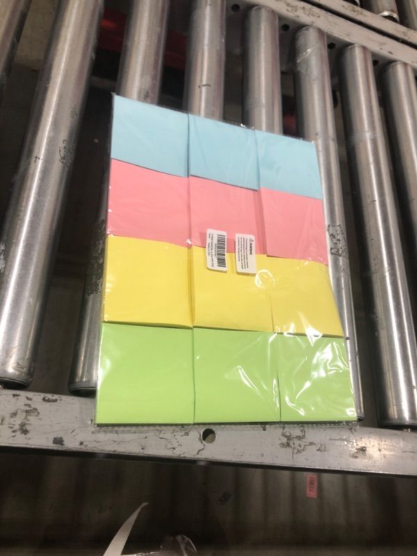 Photo 1 of 12 Packs Colored Sticky Notes, 3"x3" Self-Stick Pads with 960 Sheets in Total, 80 Sheets/Pack, Perfect for Office, Home, School, Meetings - 4 Colour (Yellow, Pink, Green, Blue) 12 Pack Sticky Note