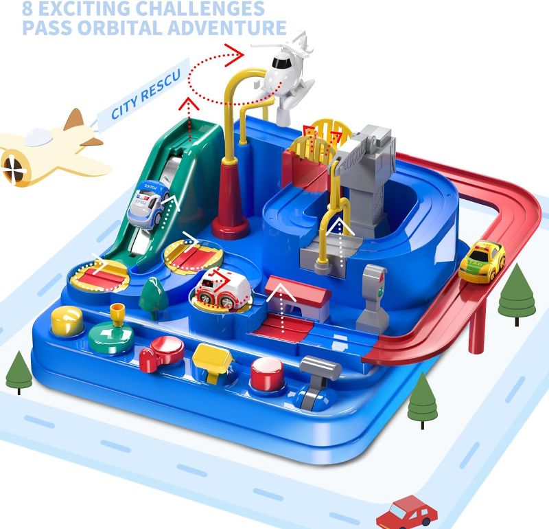 Photo 1 of TEMI Kids Race Track Toys with 3 Mini Cars - Puzzle Rail Car Adventure Playset for 3-7 Year Old Boys and Girls

