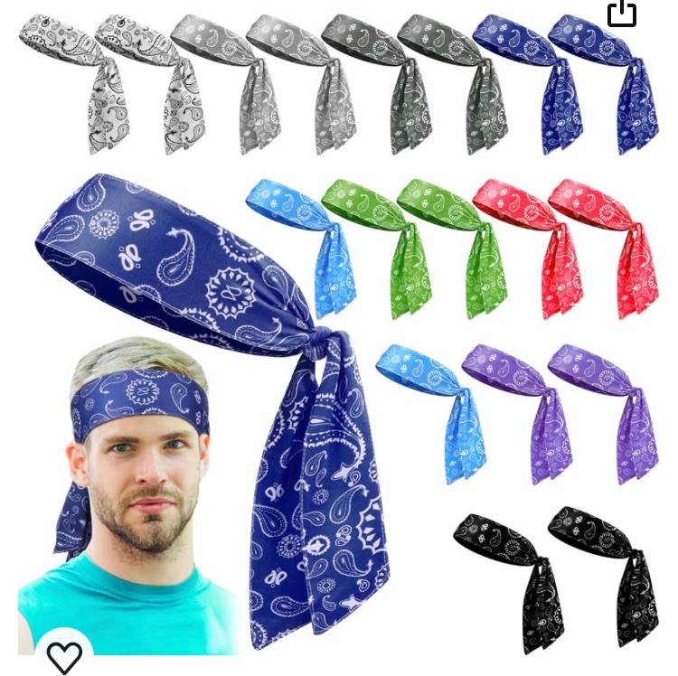 Photo 1 of 18 Pcs Tie Sweatband Headband for Men Ninja Headbands Sports Head Tie Non Slip Moisture Wicking Sweatbands Athletic Adjustable Hair Stretchy Workout for Yoga Travel Fitness Gym