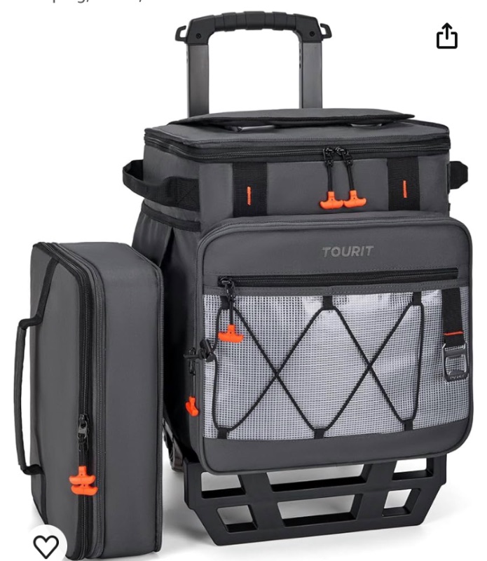 Photo 1 of TOURIT 75 Can Rolling Cooler Detachable Double Deck Beach Cooler with Wheels Collapsible for Outdoor, Camping, Picnic, Travel
