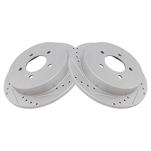 Photo 1 of TRQ Rear Performance Brake Rotor Drilled Slotted Pair Set for 2002 Lincoln Blackwood / 1997-2002 Ford Expedition / 2004 Ford F150 Heritage / 1997-2003
