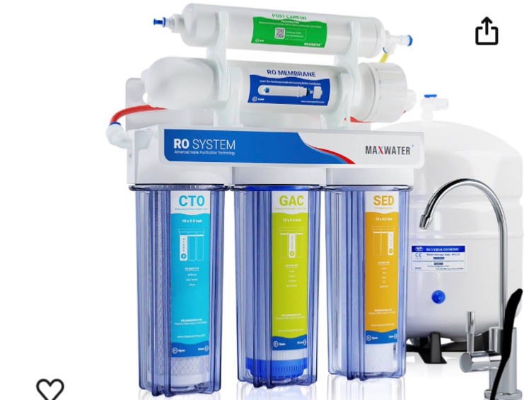Photo 1 of Max Water 5 Stage 50 GPD (Gallon Per Day) RO (Reverse Osmosis) Standard Water Filtration System - Under-Sink/Wall Mount (with Tank & Faucet) - Model: RO-5C5