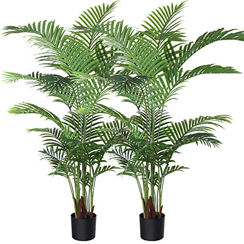 Photo 1 of DR.Planzen Artificial Areca Palm Plant 2 Pack 5 Feet Fake Palm Tree with 17 Trunks Faux Tree for Indoor Outdoor Modern Decoration Feaux Dypsis Lutesce
