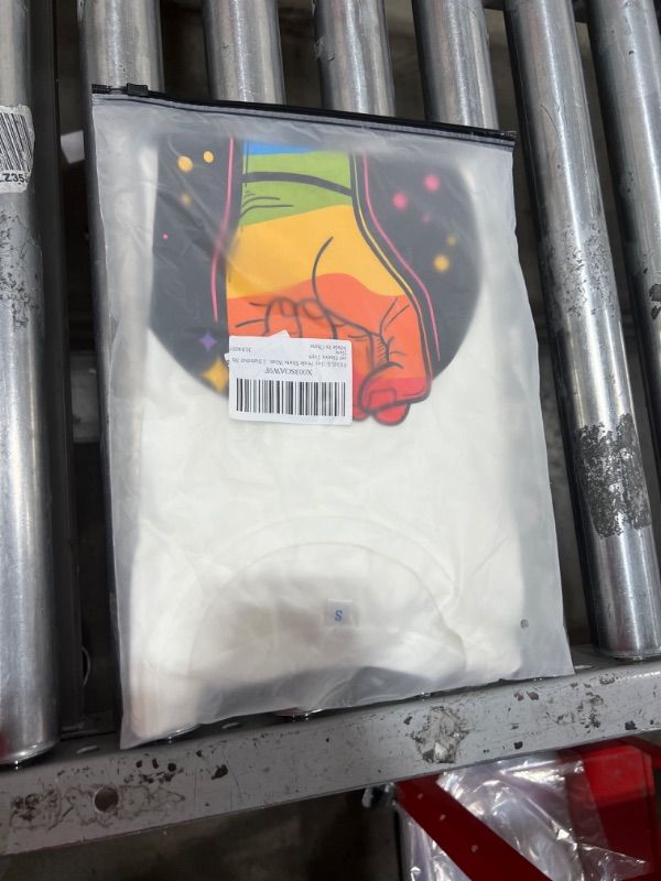 Photo 2 of LGBT Shirts Short Sleeve Rainbow Power Fist Casual Graphic Tee Summer T-Shirt XX-Large White
