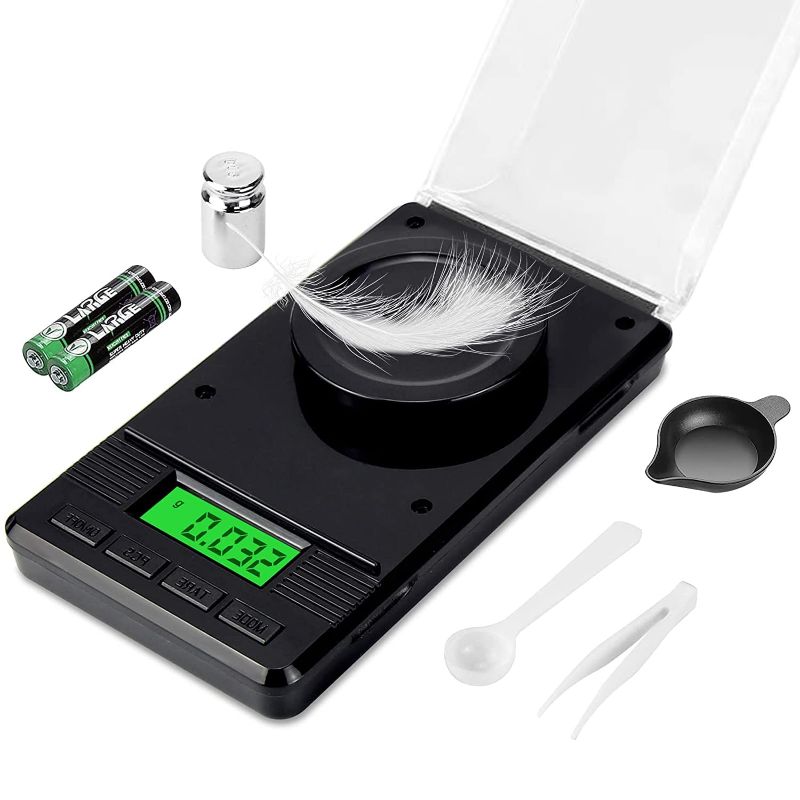Photo 1 of Milligram Scale (50g/ 0.001g) - Mg/Gram Scale, Precision Digital Pocket Kitchen Scale for Powder Medicine/Jewelry/Reloading/Herb(Including Batteries, Calibration Weights)