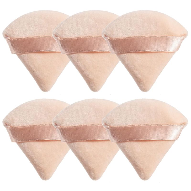 Photo 1 of MOTZU 6 Pieces Powder Puff for Face , Cotton Velour Triangle Makeup Puff for Setting, Contouring, Under Eyes, and Corners, 2.76-inch Normal Size, with Strap, Beauty Tool