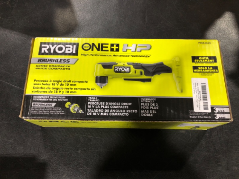 Photo 2 of RYOBI ONE+ HP 18V Brushless Cordless Compact 3/8 in. Right Angle Drill (Tool Only)