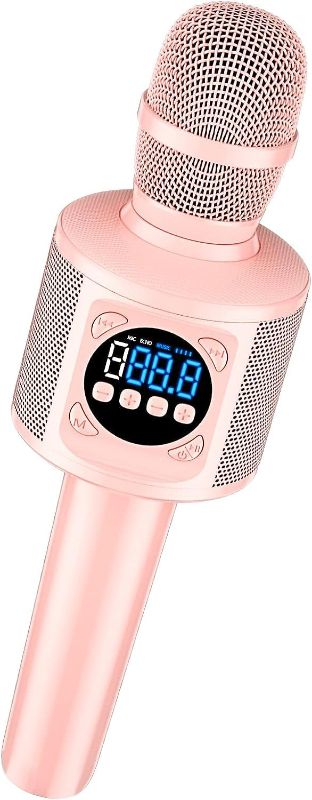Photo 1 of YLL Car Karaoke Microphone, Wireless Bluetooth Microphone Portable Handheld Mic Speaker with Magic Voices, Great Gifts for Girls Boys Adults All Age C17(P-Ink)