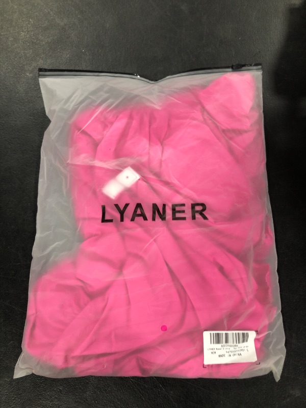 Photo 2 of LYANER Women's Lace Trim V Neck Puff Short Sleeve Leotard Bodysuit Top SIZE L