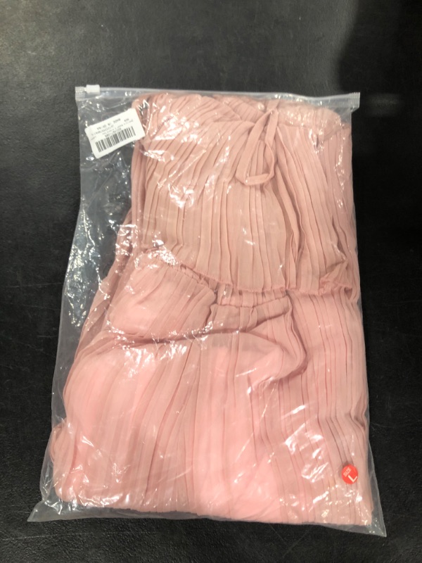 Photo 2 of Umenlele Women’s Casual Sleeveless Pleated Jumpsuit Spaghetti Straps Wide Leg Pants Long Romper Large Pink