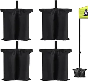 Photo 1 of 4 Pack Canopy Weights, Sand Bags for Tent Canopy Legs, Weights Sandbags Set for Patio Umbrella Base, Outdoor Pop Up Tent, Gazebo, Sun Shelter, Pool Ladder - Black(Not Included Sand)