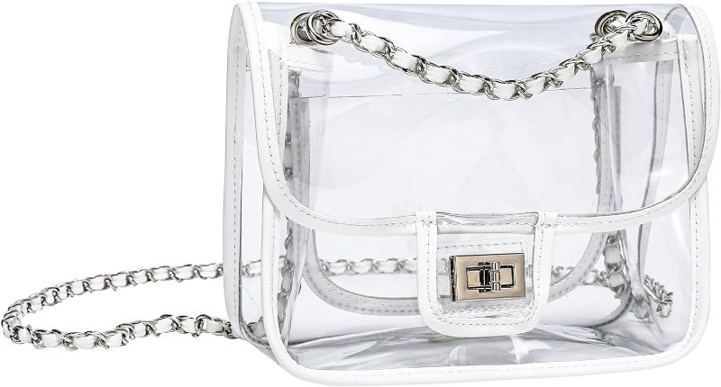 Photo 1 of MINICAT Clear Small Crossbody Bags Stadium Approved Cell Phone Jelly Purse Shoulder Bag For Women(Transparent-White) 
