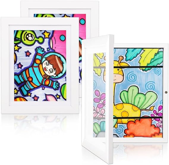 Photo 1 of 3 Pack Kids Art Frame White 8.5x11 Front Opening Changeable Kids Artwork Frames for Hanging Wall, Drawing Frame Storage Holds 150 Pcs for Display, Photos, Crafts, White
