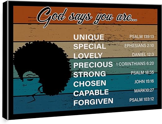 Photo 1 of Inspirational African American Canvas Wall Art Black Girl Afro Women Quote Canvas Prints Framed Paintings Artwork Ready to Hang Home Office Wall Decor 15x11.5 Inches
