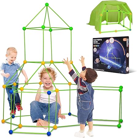 Photo 1 of uiwocsda Fort Building Kit Glow in The Dark Kids Fort 150 PCS DIY Crazy Forts Build a Fort Educational STEM Construction for Indoor & Outdoor 4-8 Kids Gift