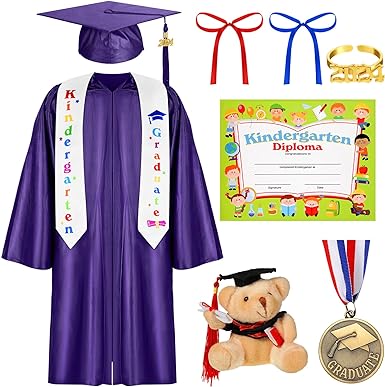 Photo 1 of Capoda 9 Pcs Kids Kindergarten Graduation Cap Gown with Tassel 2024 Pre K Grad Dress Costume for Preschool Child Gifts
